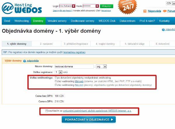 Chcete k doméně i hosting u Wedos.cz