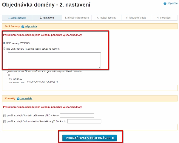 Nastavení domény na hostingu Wedos.cz